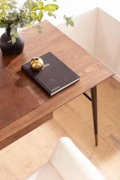 Biurka*KARE Design Biurko Z Szufladą Brązowe MDF 153x71 Cm Skóra Naturalna