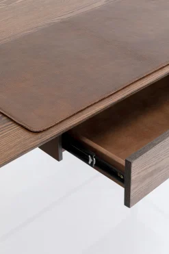 Biurka*KARE Design Biurko Z Szufladą Brązowe MDF 153x71 Cm Skóra Naturalna