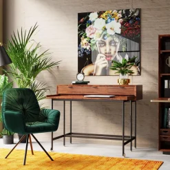 Biurka*KARE Design Biurko Z Wysuwanym Blatem Ravello 120x83 Cm Mango Brązowe