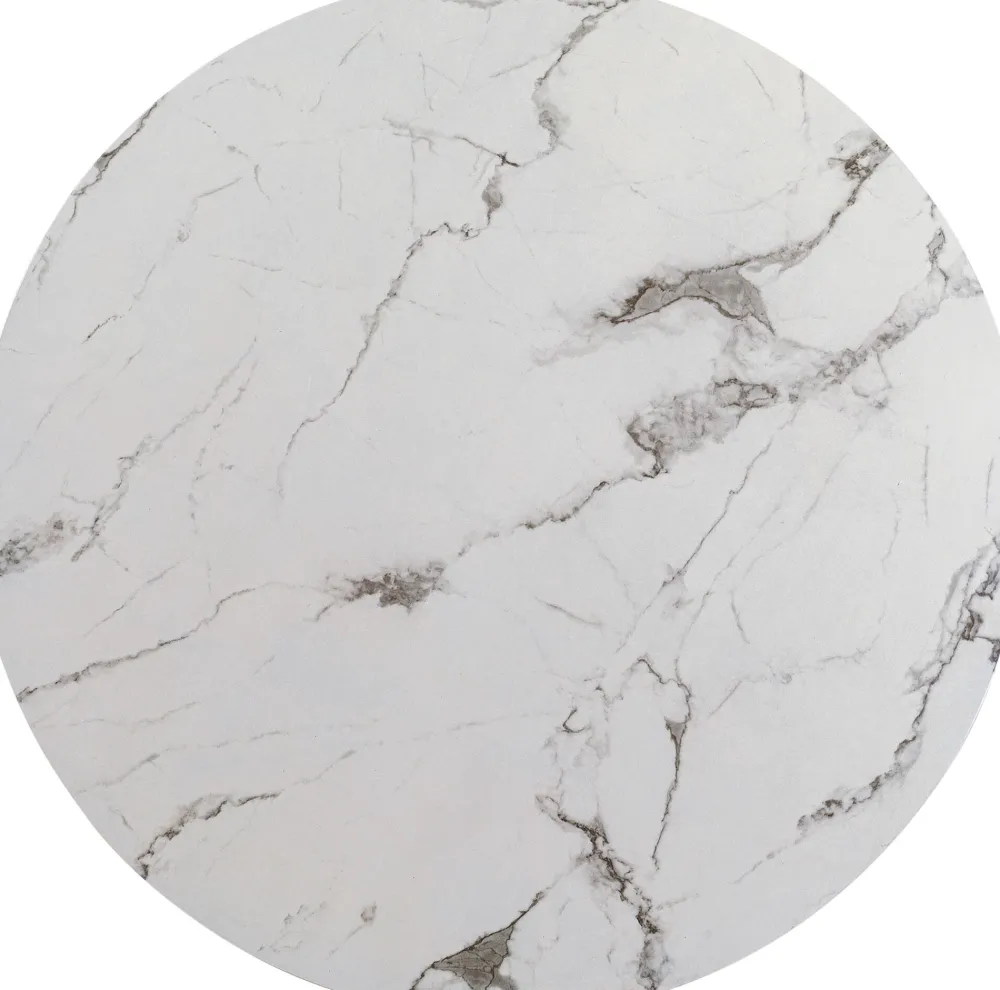Stoły*KARE Design Blat Okrągły MDF Laminowany Wzór Biały Marmur Ø80 Cm
