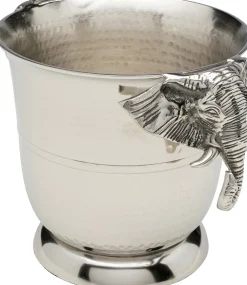 Kubełki Do Wina I Coolery*KARE Design Cooler Do Wina Lub Szampana Srebrny Z Aluminium Motyw Słonia 4,5 L