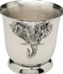 Kubełki Do Wina I Coolery*KARE Design Cooler Do Wina Lub Szampana Srebrny Z Aluminium Motyw Słonia 4,5 L