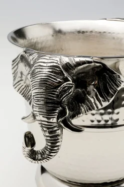 Kubełki Do Wina I Coolery*KARE Design Cooler Do Wina Lub Szampana Srebrny Z Aluminium Motyw Słonia 4,5 L