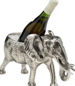 Kubełki Do Wina I Coolery*KARE Design Cooler Do Wina Lub Szampana Srebrny Z Aluminium Motyw Słonia 38x23 Cm