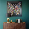 Obrazy*KARE Design Dekoracja ścienna Farfalla 120x120 Cm Kolorowa