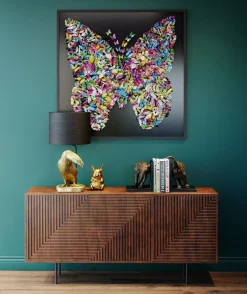 Obrazy*KARE Design Dekoracja ścienna Farfalla 120x120 Cm Kolorowa