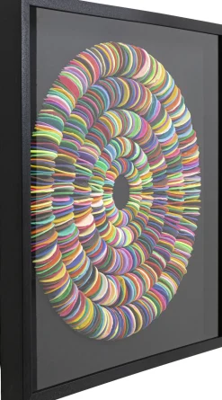Dekoracje Ścienne*KARE Design Dekoracja ścienna Kolorowa Terakota Okręgi Rama Czarna 80x80 Cm