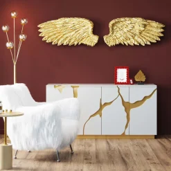 Dekoracje Ścienne*KARE Design Dekoracja ścienna Skrzydła Anioła Złote 203x86 Cm
