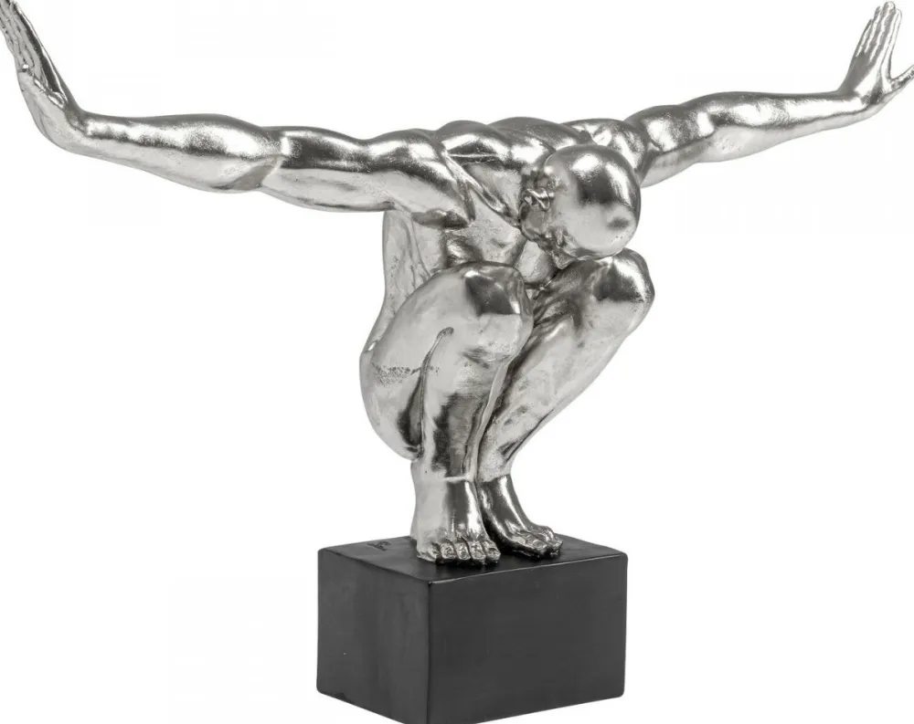 Dekoracje Stojące*KARE Design Dekoracja Stojąca Athlete XL 100x64 Cm Srebrna