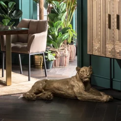 Dekoracje Stojące*KARE Design Dekoracja Stojąca Lion 113x40 Cm Złota
