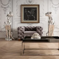 Dekoracje Stojące*KARE Design Dekoracja Stojąca Welcome Panther 57x150 Cm Srebrna Lewa