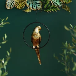 Dekoracje Wiszące*KARE Design Dekoracja Wisząca Swinging Parrot 27x57 Cm Złota