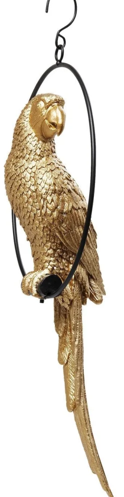 Dekoracje Wiszące*KARE Design Dekoracja Wisząca Swinging Parrot 27x57 Cm Złota