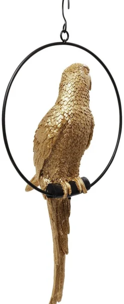Dekoracje Wiszące*KARE Design Dekoracja Wisząca Swinging Parrot 27x57 Cm Złota
