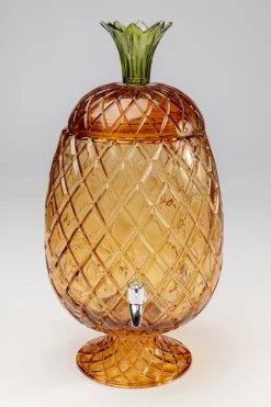 Dzbanki*KARE Design Dyspenser Do Napojów Szklany Brązowy Ananas Ø26x50 Cm