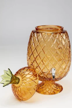 Dzbanki*KARE Design Dyspenser Do Napojów Szklany Brązowy Ananas Ø26x50 Cm