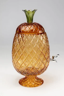Dzbanki*KARE Design Dyspenser Do Napojów Szklany Brązowy Ananas Ø26x50 Cm