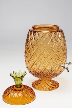 Dzbanki*KARE Design Dyspenser Do Napojów Szklany Brązowy Ananas Ø26x50 Cm