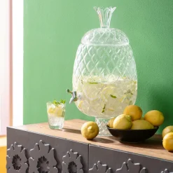 Dzbanki*KARE Design Dyspenser Do Napojów Szklany Transparentny Ananas Ø26x50 Cm
