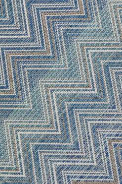 Dywany*KARE Design Dywan Ogrodowy Duży Niebieski Zygzak 230x330 Cm
