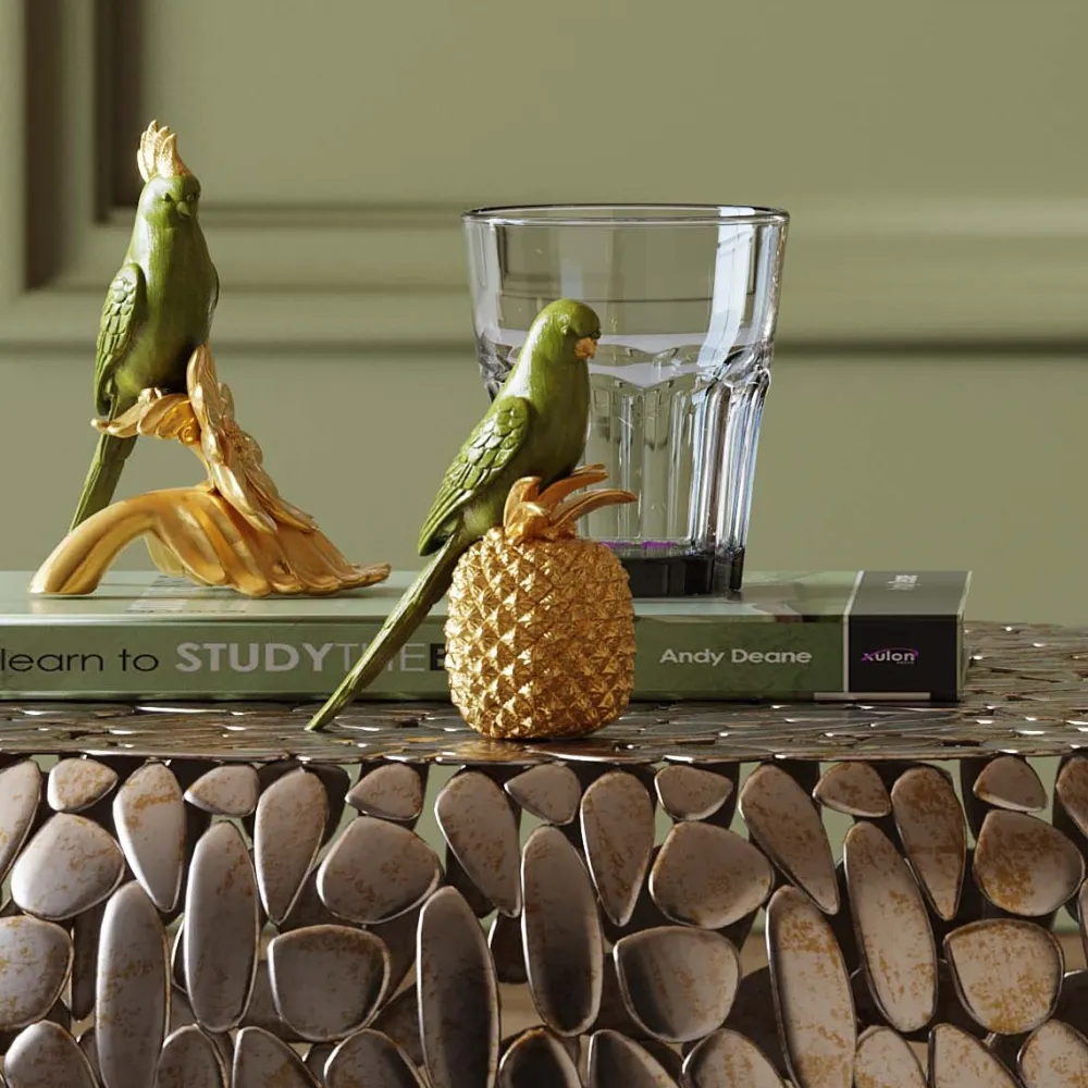 Figurki Dekoracyjne*KARE Design Figurka Dekoracyjna Ananas Parrot 11x14 Cm Zielono-złota