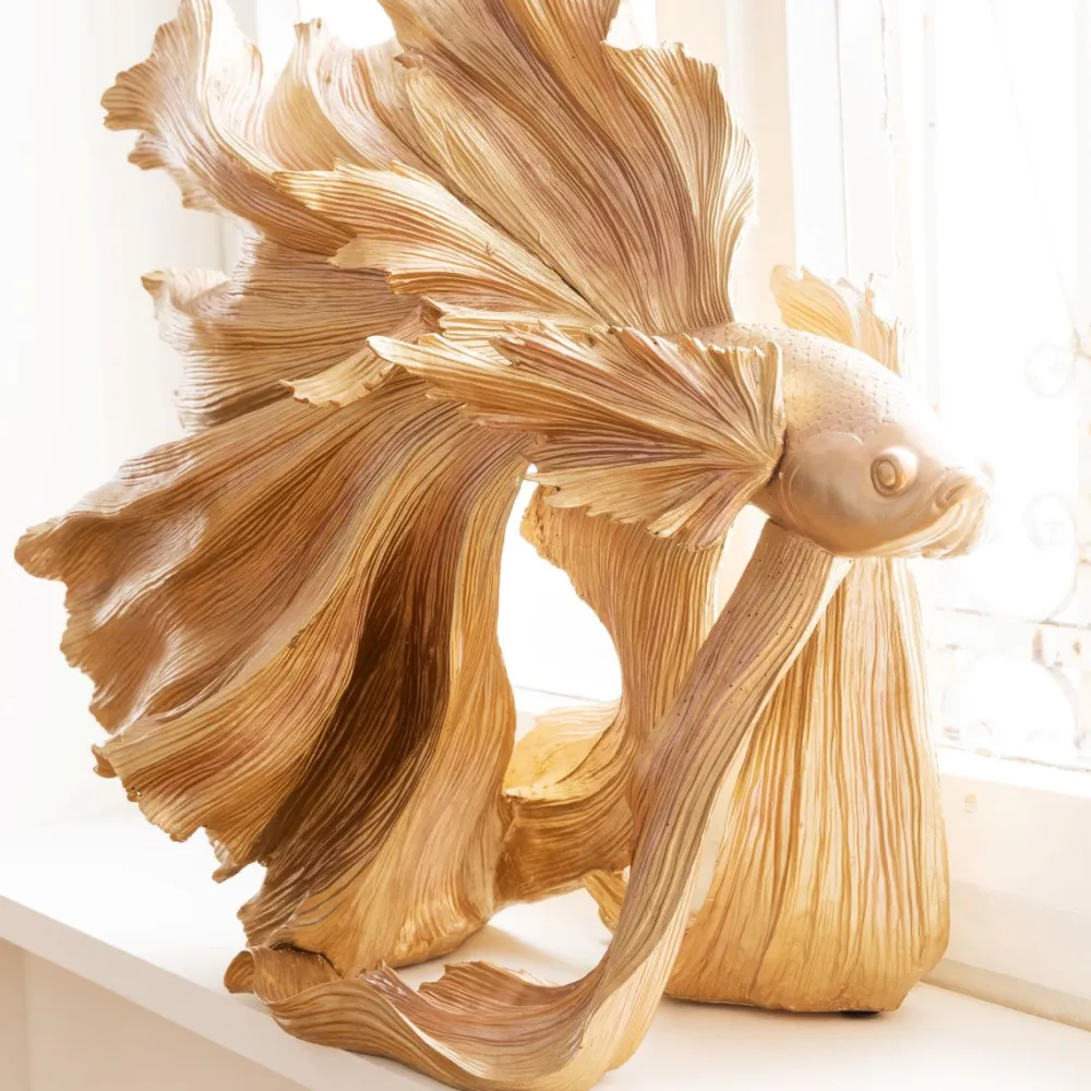 Figurki Dekoracyjne*KARE Design Figurka Dekoracyjna Betta Fish 63x57 Cm Złota
