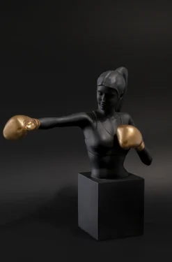 Figurki Dekoracyjne*KARE Design Figurka Dekoracyjna Bokser Złoto-czarna 25x40 Cm
