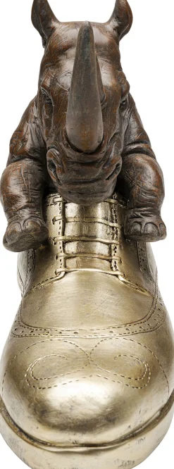 Figurki Dekoracyjne*KARE Design Figurka Dekoracyjna Brązowo-złota Nosorożec W Bucie 28x24 Cm