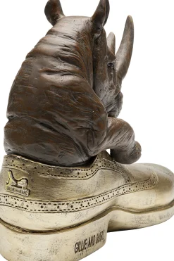 Figurki Dekoracyjne*KARE Design Figurka Dekoracyjna Brązowo-złota Nosorożec W Bucie 28x24 Cm