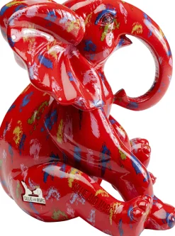 Figurki Dekoracyjne*KARE Design Figurka Dekoracyjna Czerwona Ze Wzorami Słonik 20x18 Cm