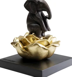 Figurki Dekoracyjne*KARE Design Figurka Dekoracyjna Do Salonu Złoty Kwiat I Słonik 18x22 Cm
