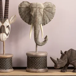 Figurki Dekoracyjne*KARE Design Figurka Dekoracyjna Elephant Head Pearls 28x49 Cm Kolorowa