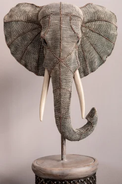 Figurki Dekoracyjne*KARE Design Figurka Dekoracyjna Elephant Head Pearls 28x49 Cm Kolorowa