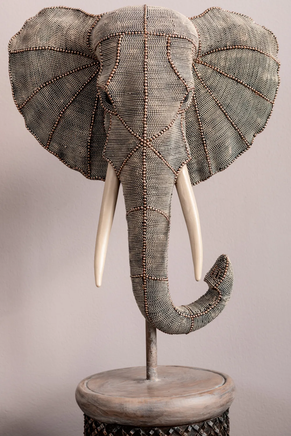 Figurki Dekoracyjne*KARE Design Figurka Dekoracyjna Elephant Head Pearls 28x49 Cm Kolorowa