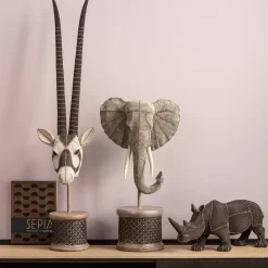 Figurki Dekoracyjne*KARE Design Figurka Dekoracyjna Elephant Head Pearls 40x76 Cm Szara