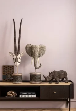 Figurki Dekoracyjne*KARE Design Figurka Dekoracyjna Elephant Head Pearls 40x76 Cm Szara