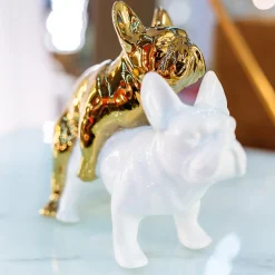 Figurki Dekoracyjne*KARE Design Figurka Dekoracyjna Love Dogs 20x17 Cm Biało-złota