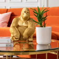 Figurki Dekoracyjne*KARE Design Figurka Dekoracyjna Monkey Gorilla Side 30x39 Cm Złota
