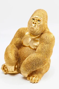 Figurki Dekoracyjne*KARE Design Figurka Dekoracyjna Monkey Gorilla Side 30x39 Cm Złota