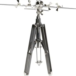 Figurki Dekoracyjne*KARE Design Figurka Dekoracyjna Na Trójnogu Samolot Aluminium Niklowane 57x54 Cm