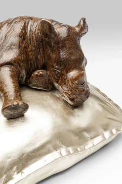 Figurki Dekoracyjne*KARE Design Figurka Dekoracyjna śpiący Nosorożec Brązowo-złota 37x32 Cm
