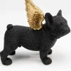 Figurki Dekoracyjne*KARE Design Figurka Dekoracyjna Piesek Czarny Anioł Złote Skrzydła 28x25 Cm