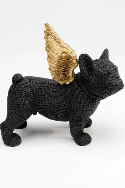 Figurki Dekoracyjne*KARE Design Figurka Dekoracyjna Piesek Czarny Anioł Złote Skrzydła 28x25 Cm