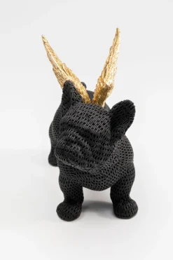 Figurki Dekoracyjne*KARE Design Figurka Dekoracyjna Piesek Czarny Anioł Złote Skrzydła 28x25 Cm