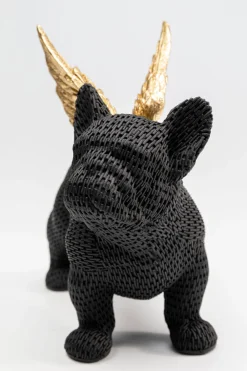 Figurki Dekoracyjne*KARE Design Figurka Dekoracyjna Piesek Czarny Anioł Złote Skrzydła 28x25 Cm
