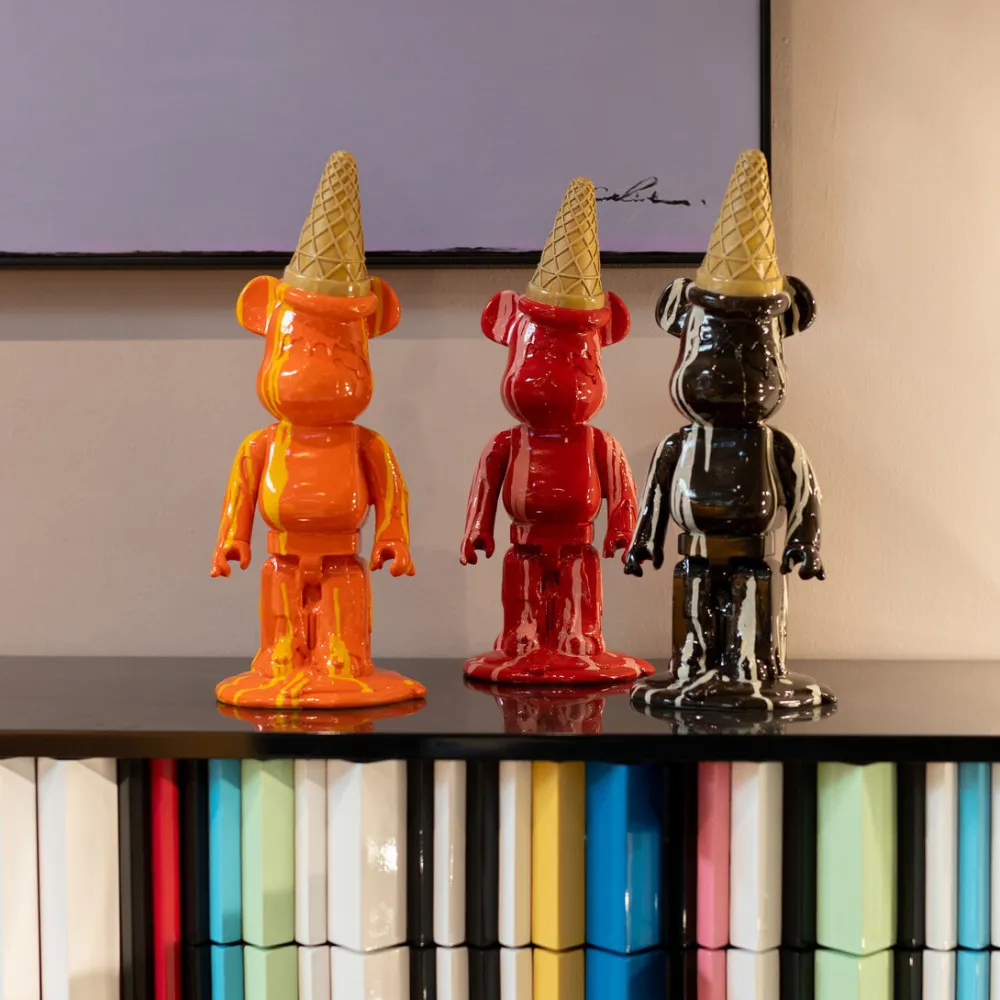 Figurki Dekoracyjne*KARE Design Figurka Dekoracyjna Pomarańczowa Miś I Lód 16x40 Cm