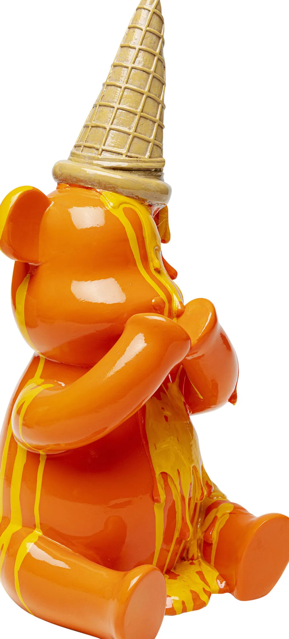 Figurki Dekoracyjne*KARE Design Figurka Dekoracyjna Pomarańczowa Miś Siedzący I Lód 18x37 Cm