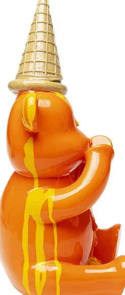 Figurki Dekoracyjne*KARE Design Figurka Dekoracyjna Pomarańczowa Miś Siedzący I Lód 18x37 Cm