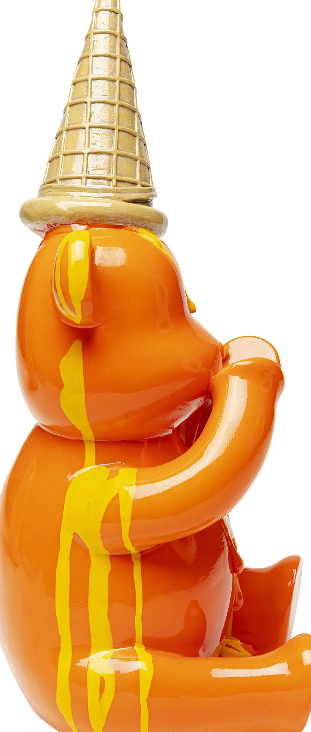 Figurki Dekoracyjne*KARE Design Figurka Dekoracyjna Pomarańczowa Miś Siedzący I Lód 18x37 Cm