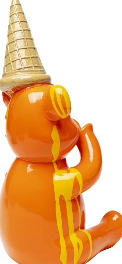 Figurki Dekoracyjne*KARE Design Figurka Dekoracyjna Pomarańczowa Miś Siedzący I Lód 18x37 Cm